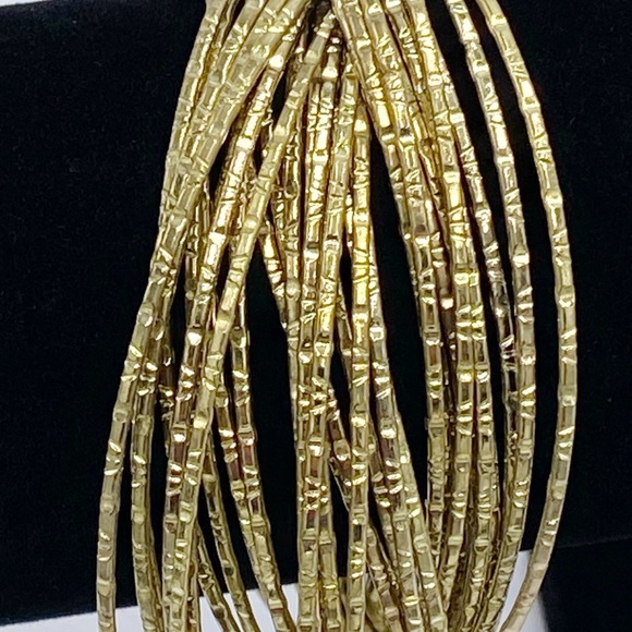 Gold Tone Bangle Bracelets Interlocking - Picture 2 of 5